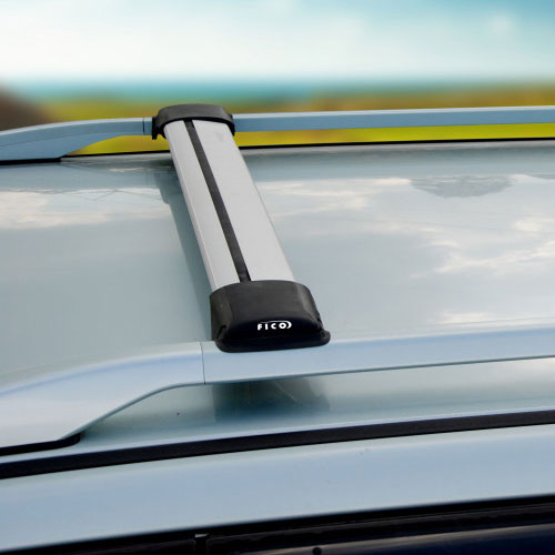Багажник Ficopro (серебристый) на рейлинги для Lada Largus 5 дверный Универсал 2012 - 2018