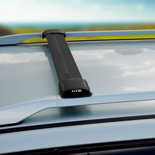 Багажник Ficopro (черный) на рейлинги для Ford Tourneo Courier 5-дв. минивэн 2014-